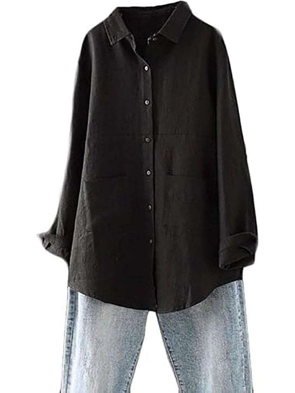 Chic Women's Linen Button Down Long Sleeve Tunic Shirt - Perfect for Summer